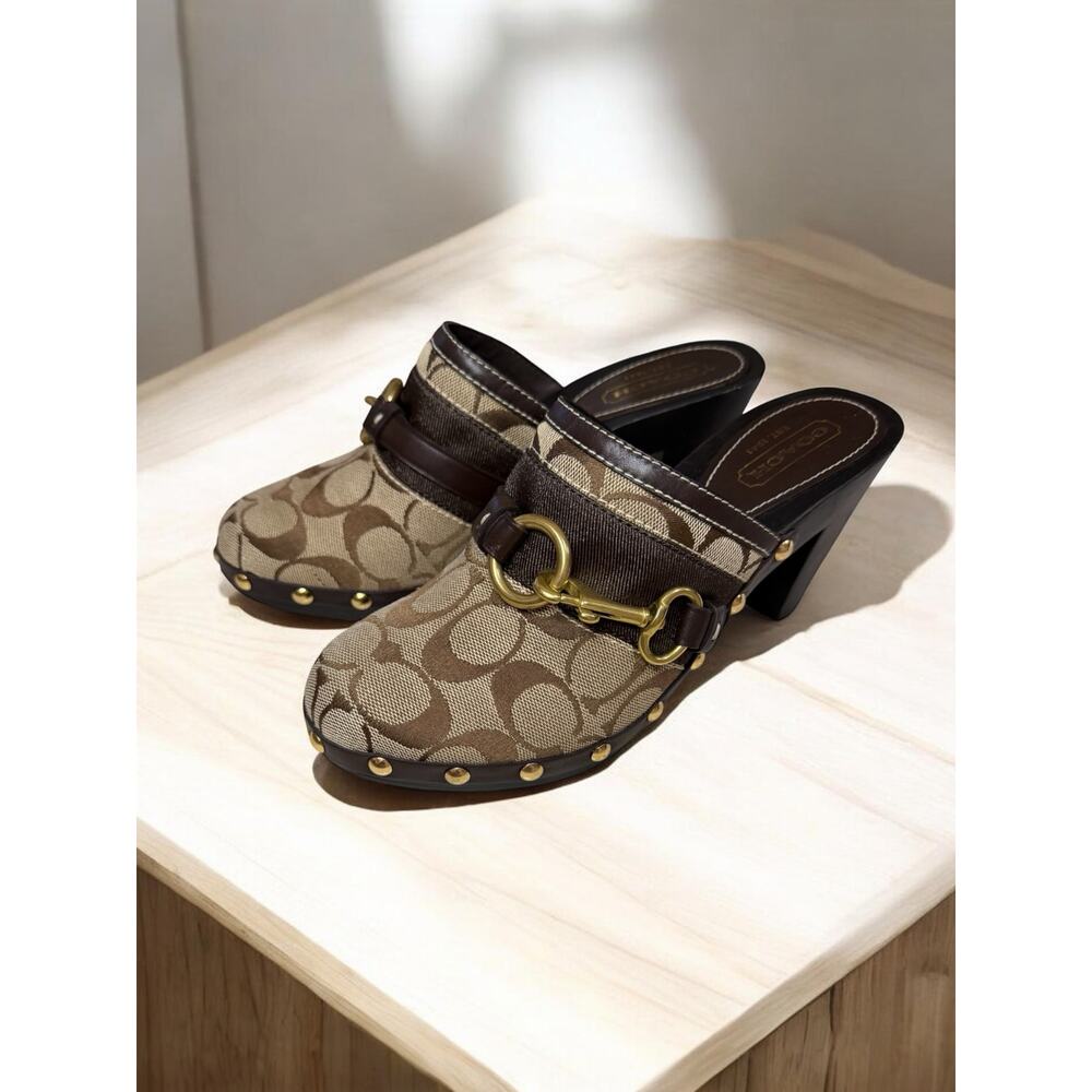 Y2K Coach Q104 Sutton Signature Jacquard Mule Size 7M